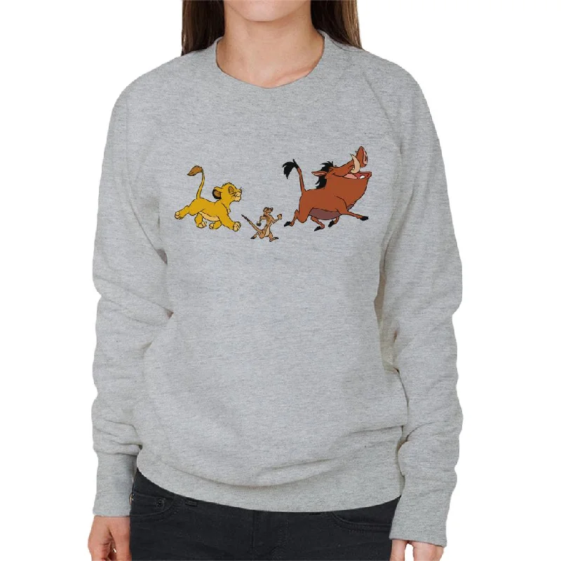Disney The Lion King Trio Timon Pumbaa And Simba Women's Sweatshirt Hoodie with Zipper Placket Modern Functional