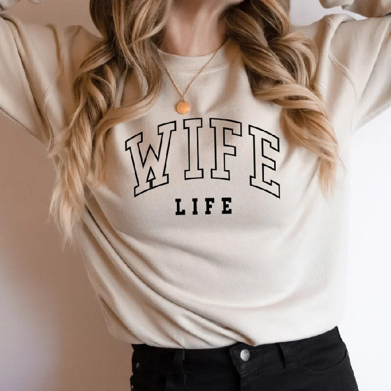 For Real- Wife Life Sweatshirt Hoodie with Drawstring Waist Adjustable Fitted