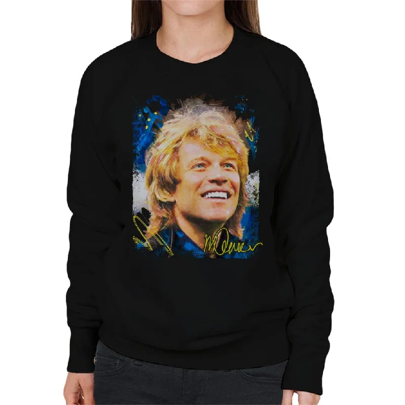 Sidney Maurer Original Portrait Of Jon Bon Jovi Smile Women's Sweatshirt Hoodie with Hem Contrast Bold Stylish Sidney Maurer Original Portrait Of Jon Bon Jovi Smile Women's Sweatshirt Hoodie with Hem Contrast Bold Stylish