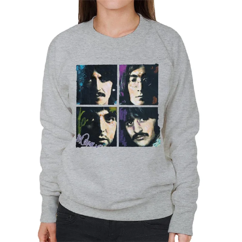 Sidney Maurer Original Portrait Of John Paul George Ringo Beatles Women's Sweatshirt Hoodie with Button Placket Classic Preppy Sidney Maurer Original Portrait Of John Paul George Ringo Beatles Women's Sweatshirt Hoodie with Button Placket Classic Preppy