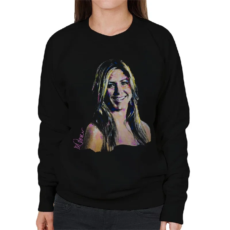 Sidney Maurer Original Portrait Of Jennifer Aniston Women's Sweatshirt Hoodie with Slit Hem Functional Movement Sidney Maurer Original Portrait Of Jennifer Aniston Women's Sweatshirt Hoodie with Slit Hem Functional Movement