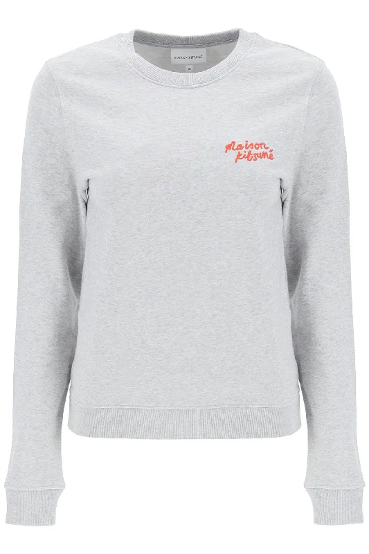 Crew-neck Sweatshirt With Logo Lettering - Grigio Hoodie with Drawcord Adjustable Secure Crew-neck Sweatshirt With Logo Lettering - Grigio Hoodie with Drawcord Adjustable Secure