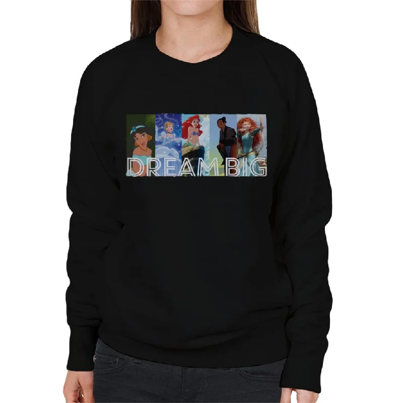 Disney Dream Big Princesses Women's Sweatshirt Hoodie with Side Slits Relaxed Casual Disney Dream Big Princesses Women's Sweatshirt Hoodie with Side Slits Relaxed Casual