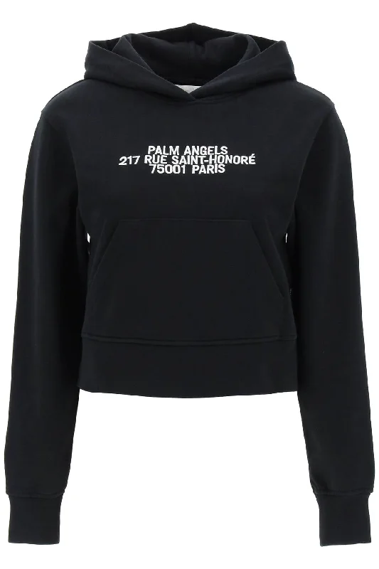 Cropped Hoodie With Embroidery  - Nero Hoodie with Raglan Sleeves Sporty Comfortable