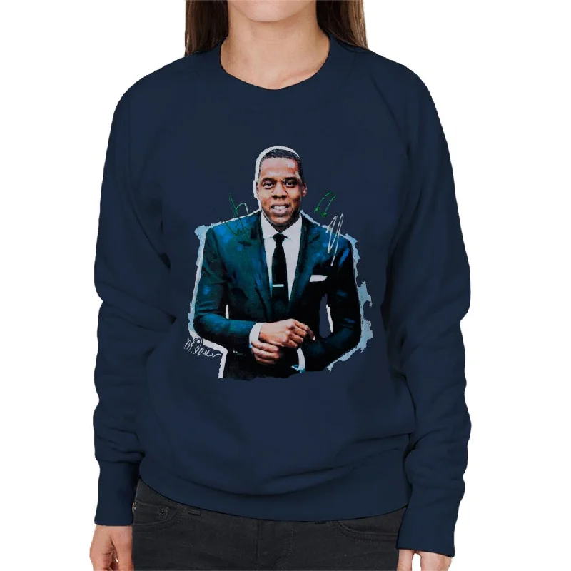 Sidney Maurer Original Portrait Of Jay Z Suit Women's Sweatshirt Hoodie with Front Slit Layering Stylish Sidney Maurer Original Portrait Of Jay Z Suit Women's Sweatshirt Hoodie with Front Slit Layering Stylish