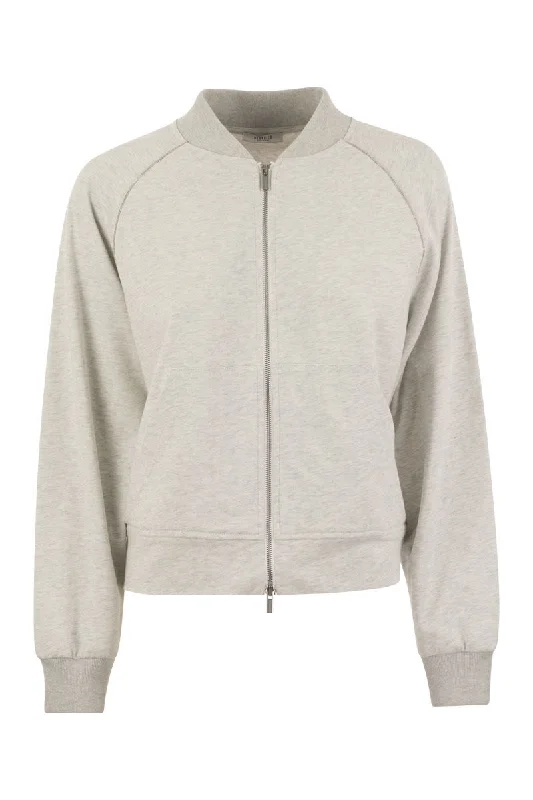 Sweatshirt in cotton mélange and tricot details Hoodie Sweatshirt Pullover