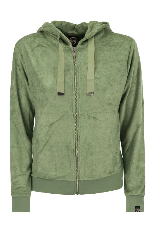 Full zip sweatshirt with chenille hood Hoodie with Drawcord Adjustable Secure