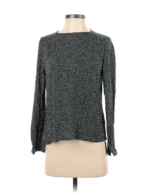 Long Sleeve Blouse Sheer Mesh Blouse