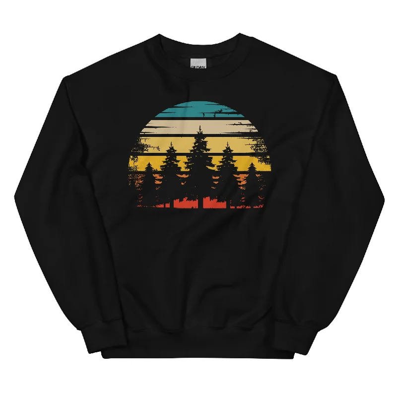 Retro Sonne und Bäume - Sweatshirt (Unisex) Hoodie with Button Classic Timeless