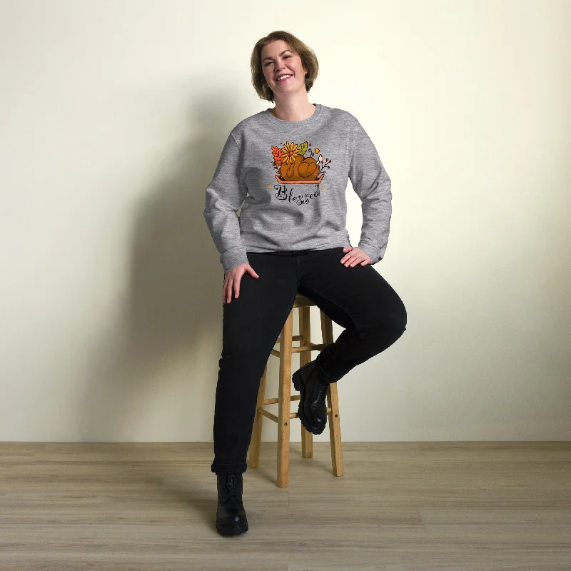 Blessed Graphic Women Organic Sweatshirt Hoodie with Drawcord Adjustable Secure