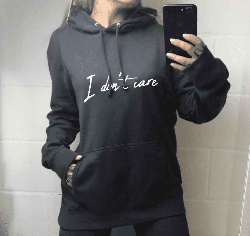 I Don't Care Hoodie - Storm Grey (MRK X) Hoodie Dress Longline Feminine