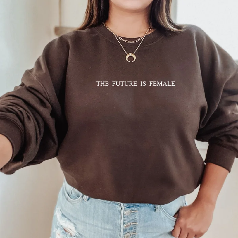 Future Is Female Sweatshirt Hoodie with Button Placket Classic Preppy