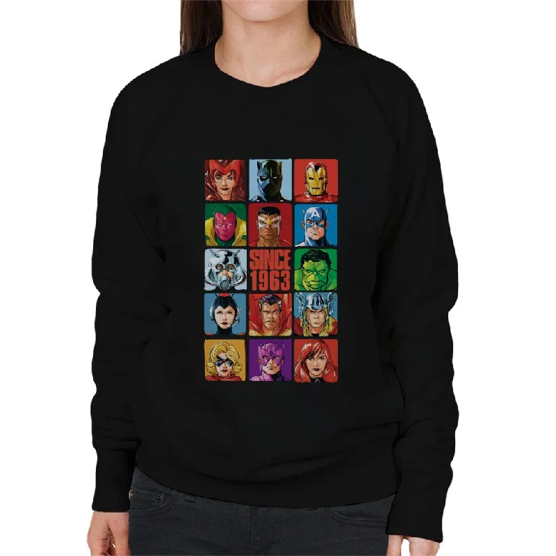 Marvel Avengers Headshot Tiles Since 1963 Women's Sweatshirt Hoodie with Zipper Versatile Modern Marvel Avengers Headshot Tiles Since 1963 Women's Sweatshirt Hoodie with Zipper Versatile Modern