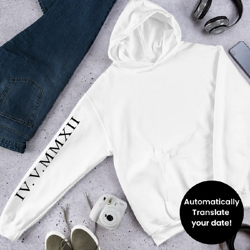 Roman Numeral Personalised Sleeve Hoodie Hoodie with Raglan Sleeves Sporty Comfortable Roman Numeral Personalised Sleeve Hoodie Hoodie with Raglan Sleeves Sporty Comfortable