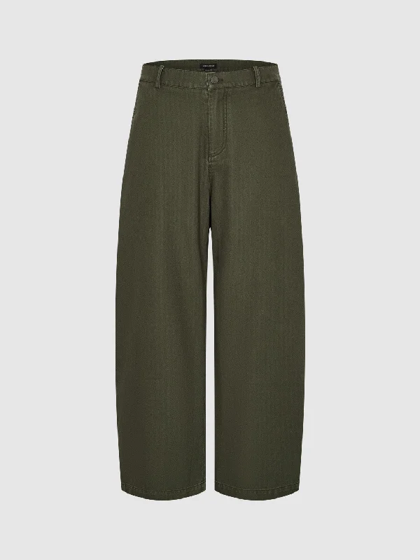 Printed Loose Wide-Leg Pants Modern Stretch Trousers
