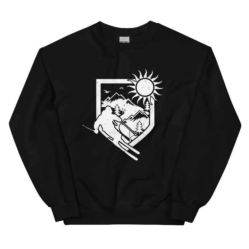 Ski und Brusttasche - Sweatshirt (Unisex) Hoodie with Hem Applique Textured Unique