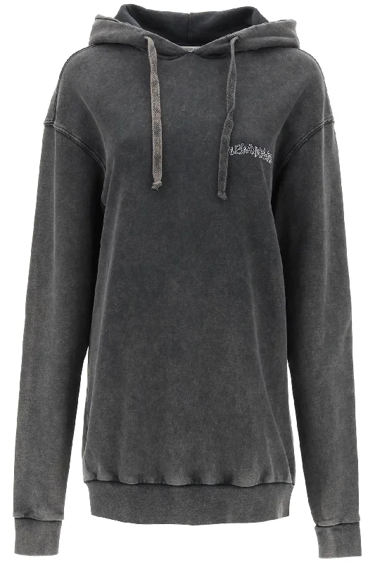 Oversized Hoodie With Print And Rhinestones - Grey Hoodie with High-Low Hem Asymmetrical Trendy Oversized Hoodie With Print And Rhinestones - Grey Hoodie with High-Low Hem Asymmetrical Trendy