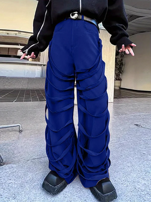 Stylish Solid Color Ribbons Decor Flare Pants - Comfortable Loose-Fit Design, Trendy Outdoor Street Style Clothes for All Seasons, Versatile and Breathable Fabric, Easy to Match with Various Tops Comfortable Pleated Pants Stylish Solid Color Ribbons Decor Flare Pants - Comfortable Loose-Fit Design, Trendy Outdoor Street Style Clothes for All Seasons, Versatile and Breathable Fabric, Easy to Match with Various Tops Comfortable Pleated Pants