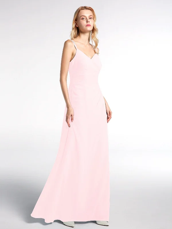 Double Straps Cross Back Chiffon Maxi Dress-Blushing Pink Stylish Pleated A-Line Maxi Dress Double Straps Cross Back Chiffon Maxi Dress-Blushing Pink Stylish Pleated A-Line Maxi Dress