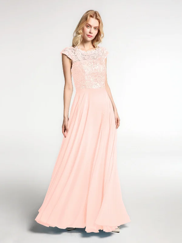 Illusion Wrap Neck Lace and Chiffon Maxi Dress-Pearl Pink Comfortable Bohemian Maxi Dress Illusion Wrap Neck Lace and Chiffon Maxi Dress-Pearl Pink Comfortable Bohemian Maxi Dress