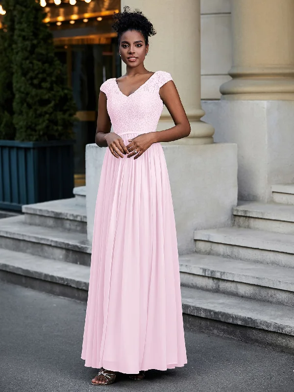 Lace and Chiffon Maxi Dress with Cap Sleeves-Blushing Pink Trendy Short Sleeve Maxi Dress Lace and Chiffon Maxi Dress with Cap Sleeves-Blushing Pink Trendy Short Sleeve Maxi Dress