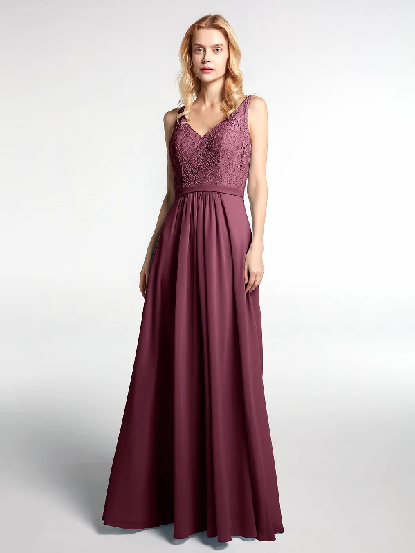 Lace Bodice Chiffon Skirt Maxi Dress with V-neck-Mulberry Trendy Floral Print Maxi Dress Lace Bodice Chiffon Skirt Maxi Dress with V-neck-Mulberry Trendy Floral Print Maxi Dress