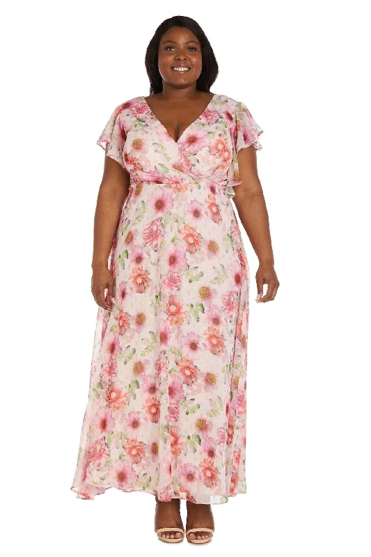 Nightway Long Plus Size Floral Maxi Dress 22140W Comfortable Maxi Dress with Sleeves Nightway Long Plus Size Floral Maxi Dress 22140W Comfortable Maxi Dress with Sleeves