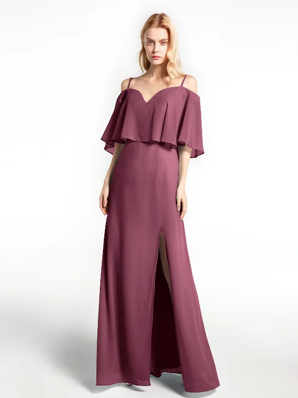 Ruffled Cold Shoulder Maxi Dress with Flounce Overlay Mulberry Chic Button-Up Maxi Dress Ruffled Cold Shoulder Maxi Dress with Flounce Overlay Mulberry Chic Button-Up Maxi Dress