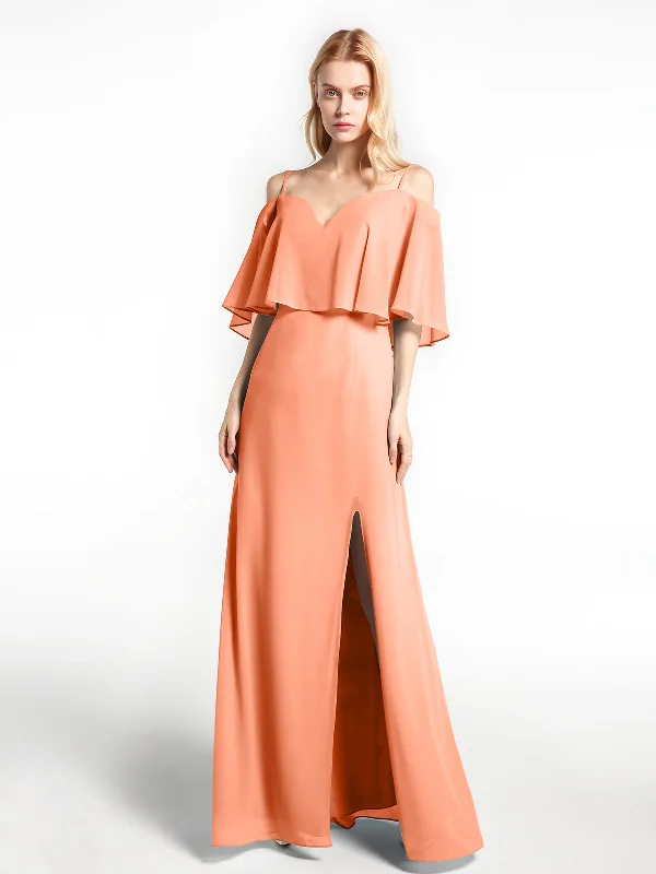 Ruffled Cold Shoulder Maxi Dress with Flounce Overlay Papaya Fashionable Off-Shoulder Maxi Dress Ruffled Cold Shoulder Maxi Dress with Flounce Overlay Papaya Fashionable Off-Shoulder Maxi Dress