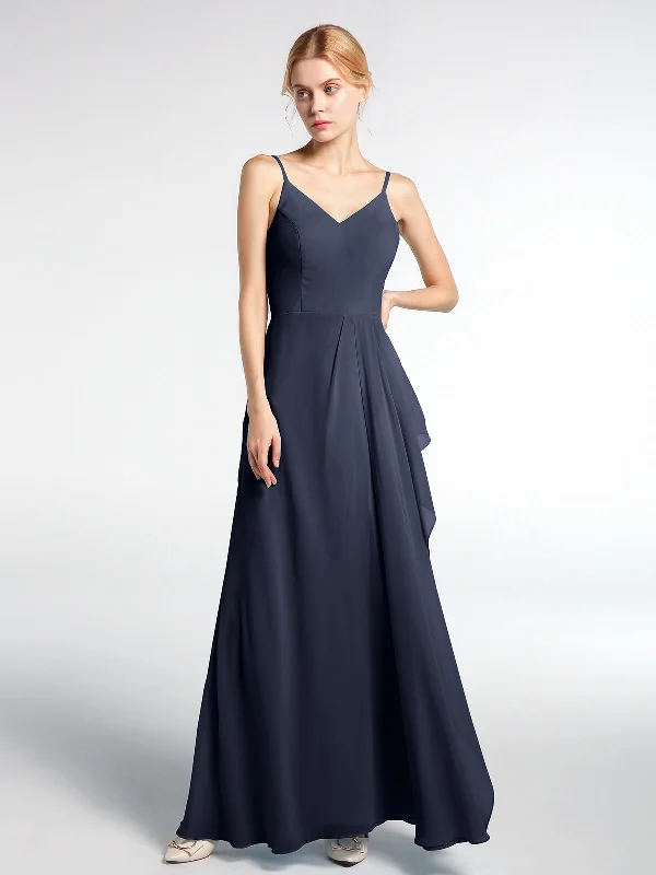 V-neck Chiffon Simple Maxi Dress with Spaghetti Straps-Dark Navy Trendy Floral Print Maxi Dress V-neck Chiffon Simple Maxi Dress with Spaghetti Straps-Dark Navy Trendy Floral Print Maxi Dress