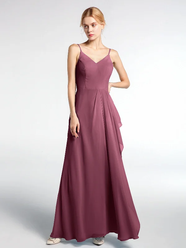 V-neck Chiffon Simple Maxi Dress with Spaghetti Straps-Mulberry Trendy Printed Maxi Dress V-neck Chiffon Simple Maxi Dress with Spaghetti Straps-Mulberry Trendy Printed Maxi Dress