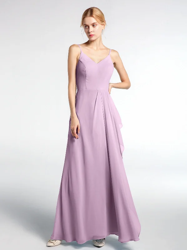 V-neck Chiffon Simple Maxi Dress with Spaghetti Straps-Wisteria Elegant Floral Maxi Dress V-neck Chiffon Simple Maxi Dress with Spaghetti Straps-Wisteria Elegant Floral Maxi Dress