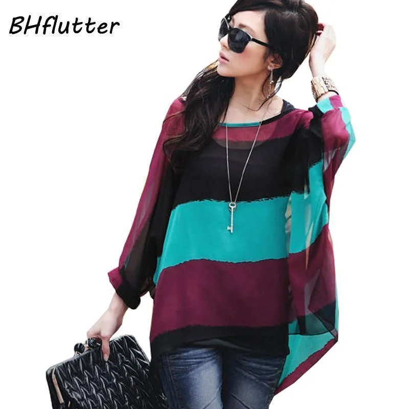 Women Batwing Sleeves Printed chiffon Shirt Top Mesh Fabric Canvas Fabric Denim Fabric Women Batwing Sleeves Printed chiffon Shirt Top Mesh Fabric Canvas Fabric Denim Fabric