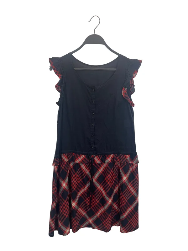BURBERRY BLUE LABEL/SL Dress/38/Navy/Cotton/Plaid/E1J68-508-29
