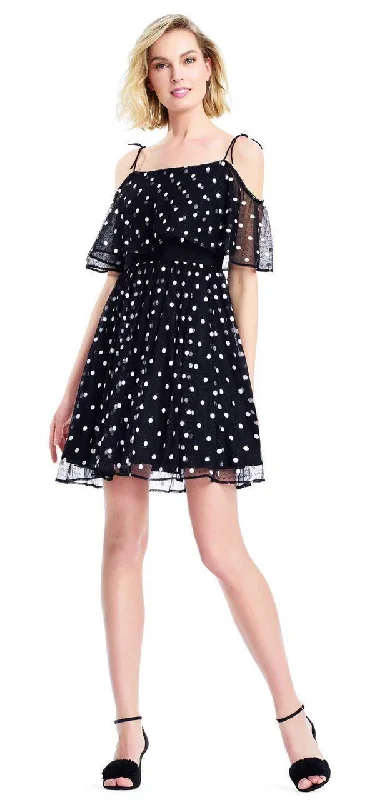 Adrianna Papell - Draped Polka Dot A-line Dress AP1E203196SC