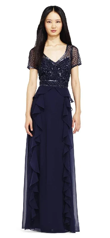Adrianna Papell - Lace Embellished Ruffled Long Dress AP1E201086SC