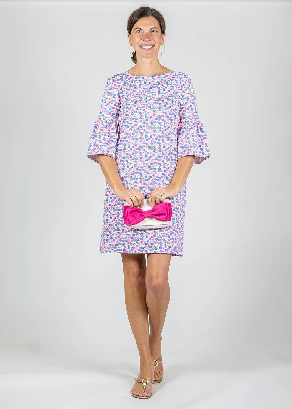 Berkley Dress - Field of Dahlias Blue/Pink
