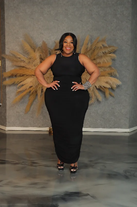 Black Side Ruch Dress