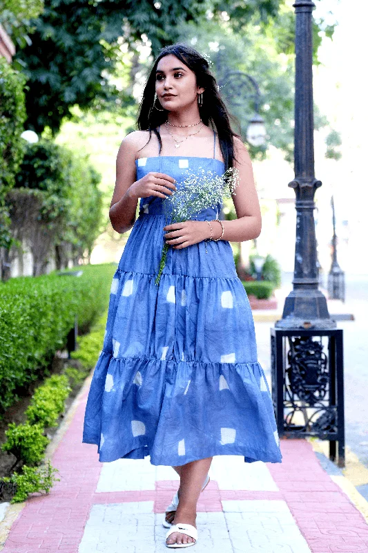 Cobalt Blue Clamp Dyed Cotton Dress.