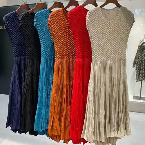 BOATNECK CRINKLE TANK DRESS-VANITE COUTURE