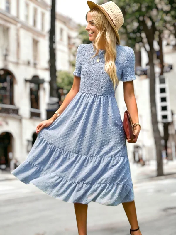 Double Textured Tiered Dress by Anna-Kaci