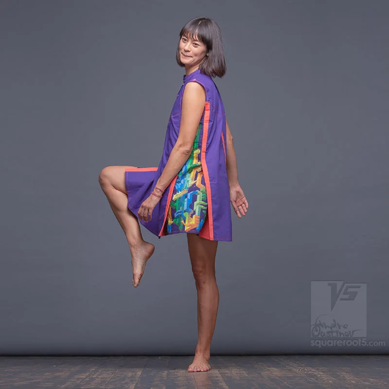 Dress "Cosmic Tetris" model "SVO" Short Violet-Orange