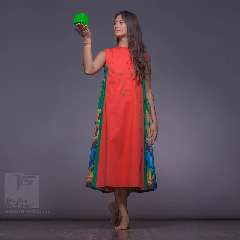 Dress "Cosmic Tetris" model "OG"Orange-Green