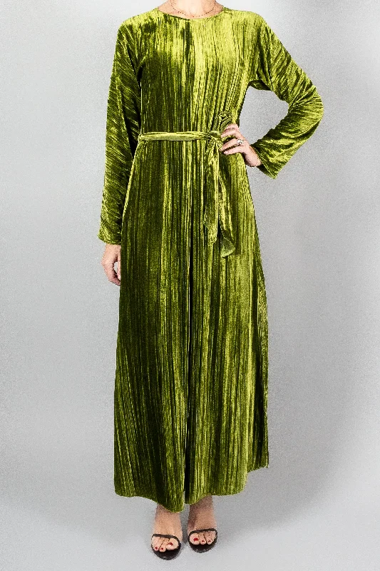 Forte Forte Plissé Velvet Sash Dress