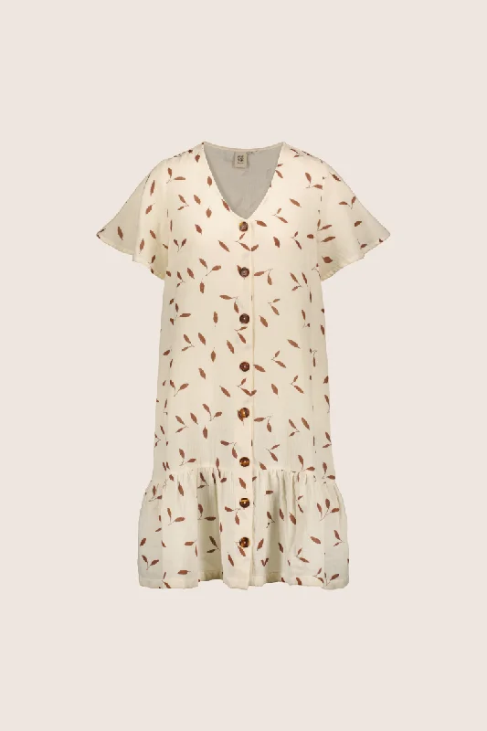 Frill Sage Button Dress