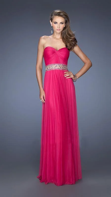 La Femme - Strapless Open Back Semi-Sweetheart Long Dress 20034