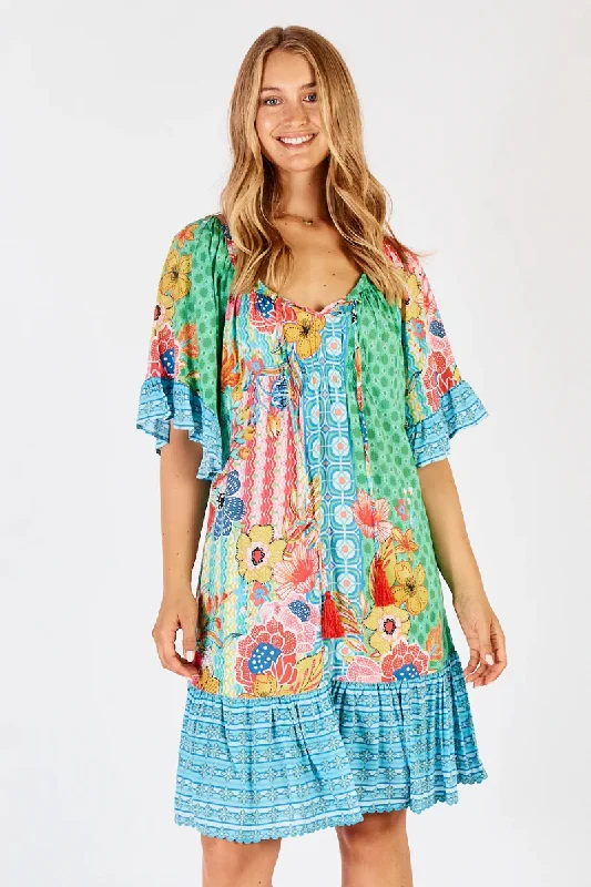 Lula Life Miranda Shirred Dress Sea