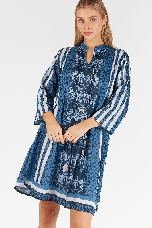 LulaLife Blakely Tucked Dress Navy