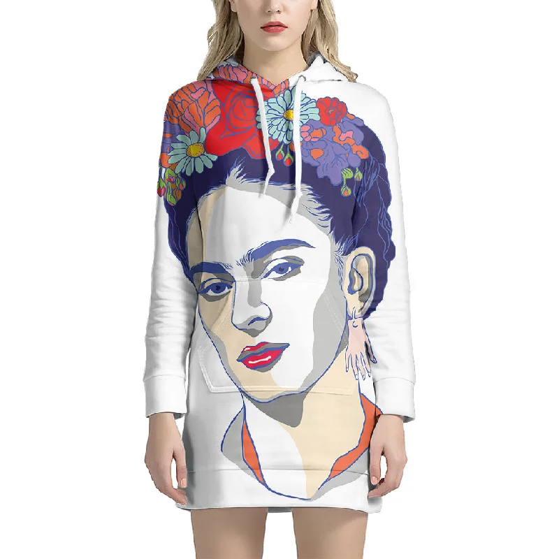 Magdalena Carmen Frida Kahlo Print Pullover Hoodie Dress