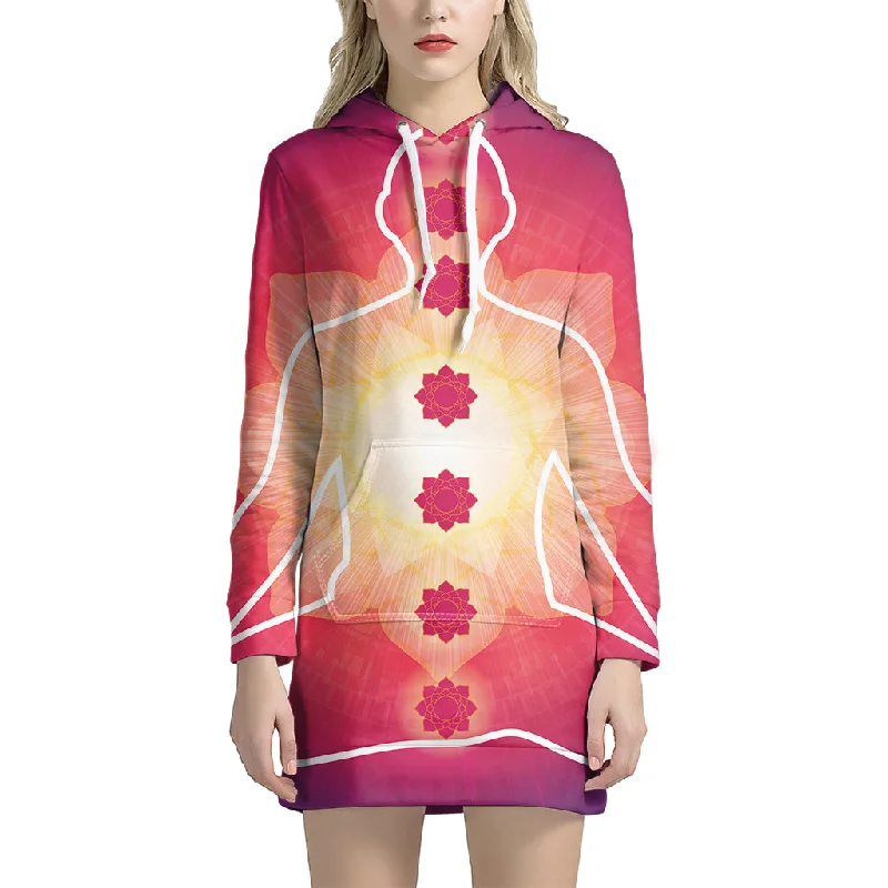 Mandala Chakras Aura Print Pullover Hoodie Dress
